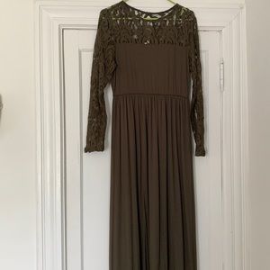 Pink Blush Floral Green Maternity Dress